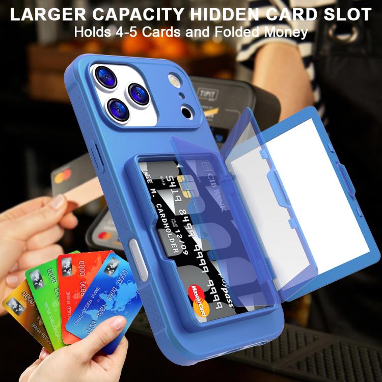 Étui de téléphone avec sac à cartes miroir caché horizontal en TPU hybride PC toucher peau, pour iPhone 17 Pro Max, pour iPhone 17 Pro, pour iPhone 17, pour iPhone Air