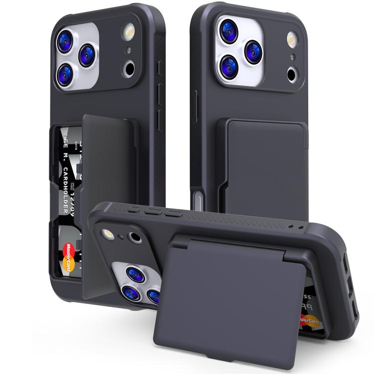 Étui de téléphone avec sac à cartes miroir caché horizontal en TPU hybride PC toucher peau, pour iPhone 17 Pro Max, pour iPhone 17 Pro, pour iPhone 17, pour iPhone Air