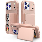 Étui de téléphone avec sac à cartes miroir caché horizontal en TPU hybride PC toucher peau, pour iPhone 17 Pro Max, pour iPhone 17 Pro, pour iPhone 17, pour iPhone Air