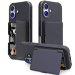 Étui de téléphone avec sac à cartes miroir caché horizontal en TPU hybride PC toucher peau, pour iPhone 17 Pro Max, pour iPhone 17 Pro, pour iPhone 17, pour iPhone Air