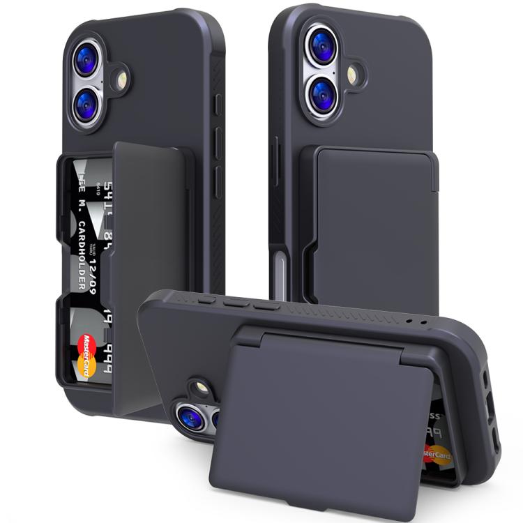 Étui de téléphone avec sac à cartes miroir caché horizontal en TPU hybride PC toucher peau, pour iPhone 17 Pro Max, pour iPhone 17 Pro, pour iPhone 17, pour iPhone Air