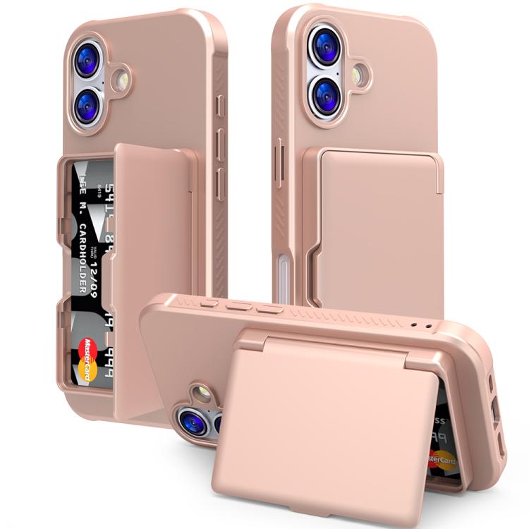 Étui de téléphone avec sac à cartes miroir caché horizontal en TPU hybride PC toucher peau, pour iPhone 17 Pro Max, pour iPhone 17 Pro, pour iPhone 17, pour iPhone Air