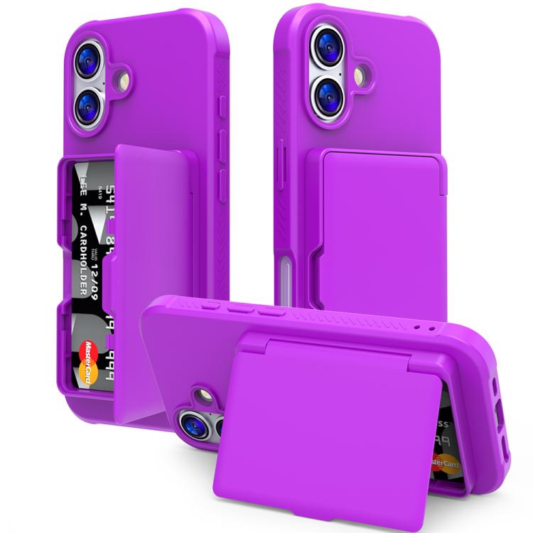 Étui de téléphone avec sac à cartes miroir caché horizontal en TPU hybride PC toucher peau, pour iPhone 17 Pro Max, pour iPhone 17 Pro, pour iPhone 17, pour iPhone Air