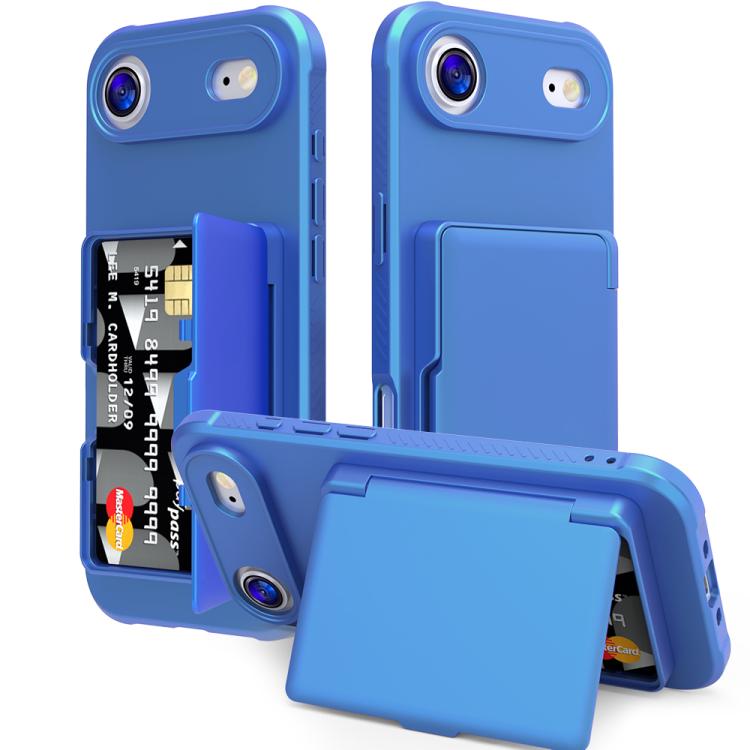 Étui de téléphone avec sac à cartes miroir caché horizontal en TPU hybride PC toucher peau, pour iPhone 17 Pro Max, pour iPhone 17 Pro, pour iPhone 17, pour iPhone Air