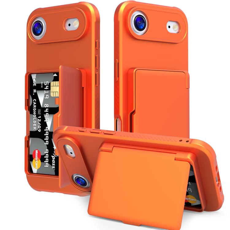 Étui de téléphone avec sac à cartes miroir caché horizontal en TPU hybride PC toucher peau, pour iPhone 17 Pro Max, pour iPhone 17 Pro, pour iPhone 17, pour iPhone Air