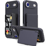 Étui de téléphone avec sac à cartes miroir caché horizontal en TPU hybride PC toucher peau, pour iPhone 17 Pro Max, pour iPhone 17 Pro, pour iPhone 17, pour iPhone Air