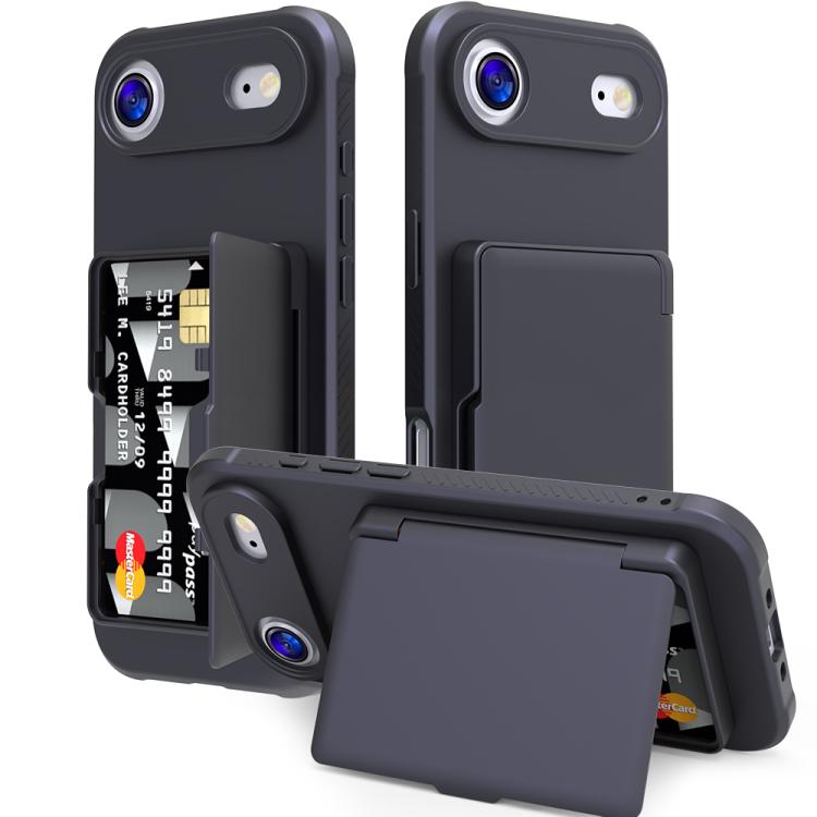 Étui de téléphone avec sac à cartes miroir caché horizontal en TPU hybride PC toucher peau, pour iPhone 17 Pro Max, pour iPhone 17 Pro, pour iPhone 17, pour iPhone Air