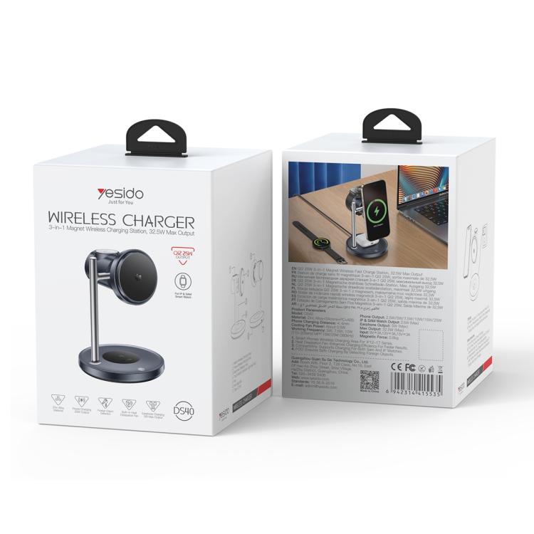 Station de recharge magnétique sans fil 3-en-1 Yesido DS40 Qi2.2, DS40