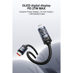 Câble de données de charge Yesido CA201 27W Type-C vers 8 broches avec écran OLED, Type-C vers 8 broches