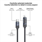 Câble de données de charge Yesido CA201 27W Type-C vers 8 broches avec écran OLED, Type-C vers 8 broches