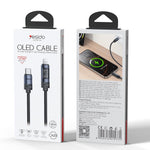 Câble de données de charge Yesido CA201 27W Type-C vers 8 broches avec écran OLED, Type-C vers 8 broches