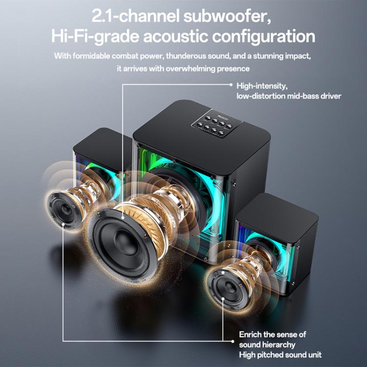 Enceinte Bluetooth RGB colorée 2.1 canaux 40W avec subwoofer Yesido YSW41, YSW41