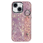 Coque de téléphone TPU avec support bracelet texture plissée plaquée et film pour lentille, pour iPhone 13
