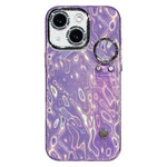 Coque de téléphone TPU avec support bracelet texture plissée plaquée et film pour lentille, pour iPhone 13