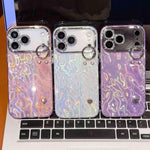 Coque de téléphone TPU avec support bracelet texture plissée plaquée et film pour lentille, pour iPhone 13