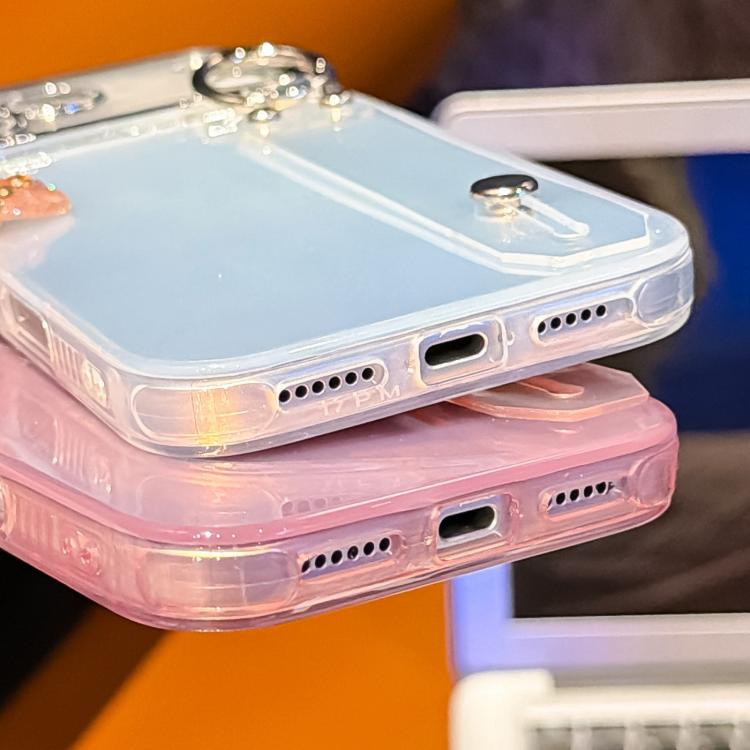Coque de téléphone TPU avec support bracelet texture plissée plaquée et film pour lentille, pour iPhone 13