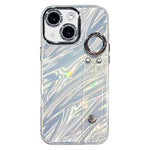 Coque de téléphone TPU avec support bracelet texture ondulée plaquée et film pour lentille, pour iPhone 13