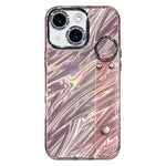 Coque de téléphone TPU avec support bracelet texture ondulée plaquée et film pour lentille, pour iPhone 13