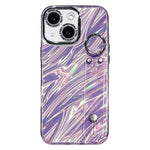 Coque de téléphone TPU avec support bracelet texture ondulée plaquée et film pour lentille, pour iPhone 13