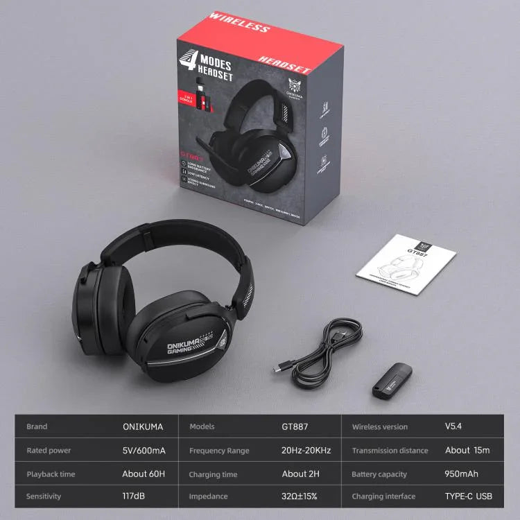 Casque gaming ONIKUMA GT887 Bluetooth 2,4G filaire / sans fil à quatre modes, GT887