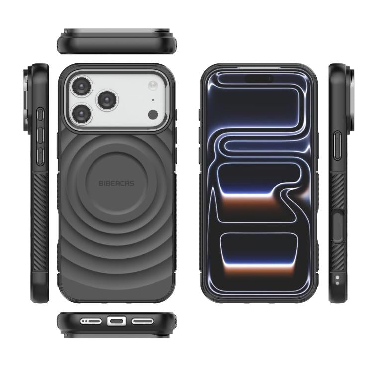 Coque de téléphone magnétique en TPU texturé vague BIBERCAS, pour iPhone 17 Pro Max
