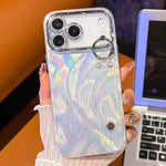 Coque de téléphone TPU avec support bracelet texture gaze de plumes plaquée et film pour lentille, pour iPhone 13
