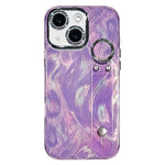 Coque de téléphone TPU avec support bracelet texture gaze de plumes plaquée et film pour lentille, pour iPhone 13