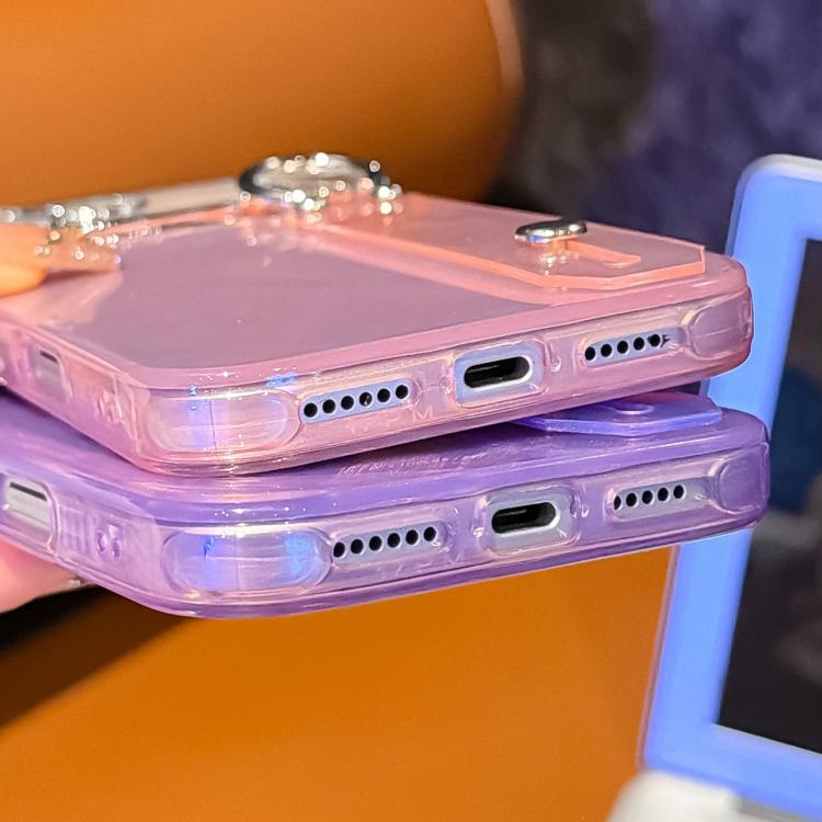 Coque de téléphone TPU avec support bracelet texture gaze de plumes plaquée et film pour lentille, pour iPhone 13