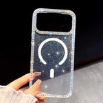 Coque de téléphone magnétique hybride PC TPU IMD double face avec strass, pour iPhone 13