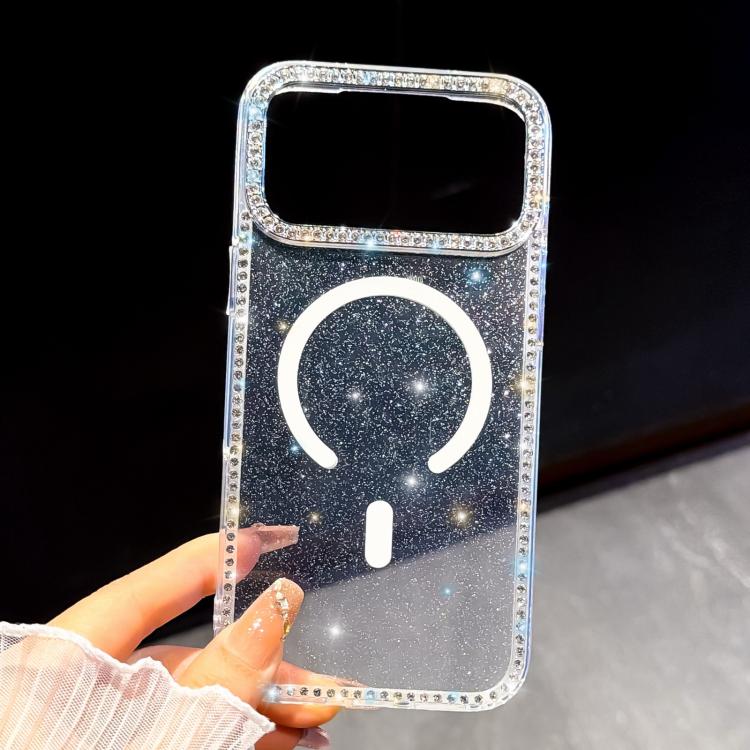 Coque de téléphone magnétique hybride PC TPU IMD double face avec strass, pour iPhone 13