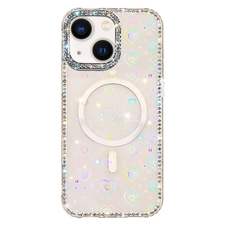 Coque de téléphone magnétique hybride PC TPU IMD double face avec strass, pour iPhone 13