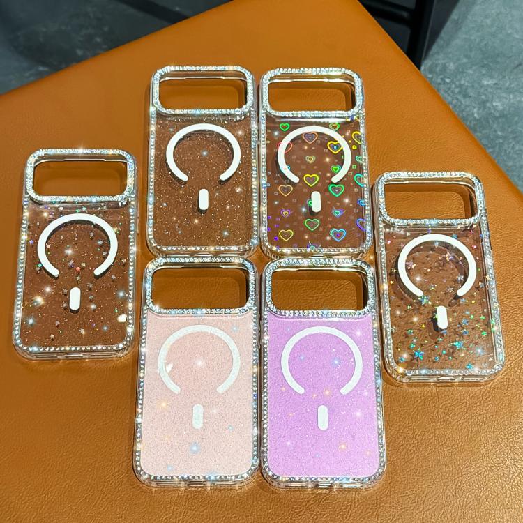 Coque de téléphone magnétique hybride PC TPU IMD double face avec strass, pour iPhone 13