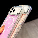 Coque de téléphone magnétique hybride en TPU PC IMD double face à strass, pour iPhone 15 Pro Max, pour iPhone 15 Pro, pour iPhone 15, pour iPhone 14, pour iPhone 14 Pro, pour iPhone 14 Pro Max, pour iPhone 13 Pro Max, pour iPhone 13 Pro