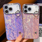 Coque de téléphone TPU avec support bracelet texture métallique type feuille plaquée et film pour lentille, pour iPhone 13
