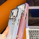 Coque de téléphone TPU avec support bracelet texture métallique type feuille plaquée et film pour lentille, pour iPhone 13