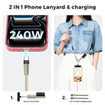 Câble de charge multifonctionnel MOCOME W3 Type-C vers Type-C, cordon de téléphone réglable en bandoulière