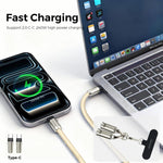 Câble de charge multifonctionnel MOCOME W3 Type-C vers Type-C, cordon de téléphone réglable en bandoulière