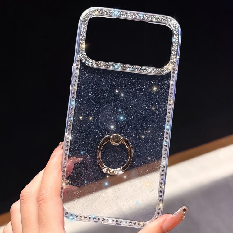 Étui de téléphone hybride TPU PC IMD double face avec support anneau en strass, pour iPhone 17 Pro Max, pour iPhone 17 Pro, pour iPhone 17, pour iPhone Air, pour iPhone 16 Pro Max, pour iPhone 16 Pro, pour iPhone 16 Plus, pour iPhone 16