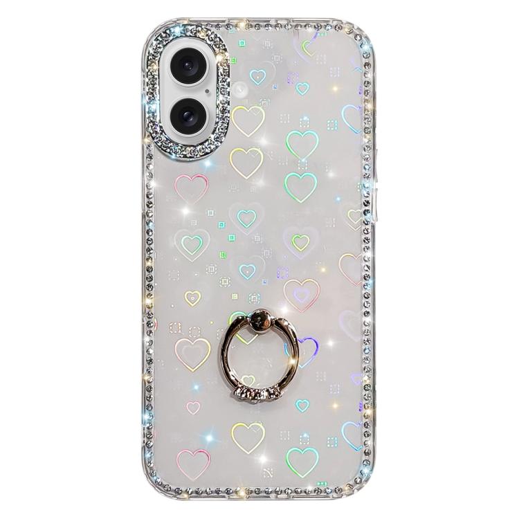 Étui de téléphone hybride TPU PC IMD double face avec support anneau en strass, pour iPhone 17 Pro Max, pour iPhone 17 Pro, pour iPhone 17, pour iPhone Air, pour iPhone 16 Pro Max, pour iPhone 16 Pro, pour iPhone 16 Plus, pour iPhone 16