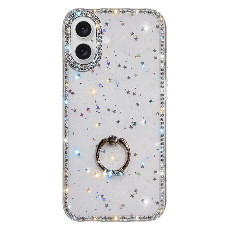 Étui de téléphone hybride TPU PC IMD double face avec support anneau en strass, pour iPhone 17 Pro Max, pour iPhone 17 Pro, pour iPhone 17, pour iPhone Air, pour iPhone 16 Pro Max, pour iPhone 16 Pro, pour iPhone 16 Plus, pour iPhone 16