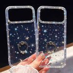 Étui de téléphone hybride TPU PC IMD double face avec support anneau en strass, pour iPhone 17 Pro Max, pour iPhone 17 Pro, pour iPhone 17, pour iPhone Air, pour iPhone 16 Pro Max, pour iPhone 16 Pro, pour iPhone 16 Plus, pour iPhone 16