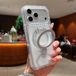 Étui de téléphone magnétique transparent avec support métallique pivotant, Pour iPhone 17 Pro Max, Pour iPhone 17 Pro