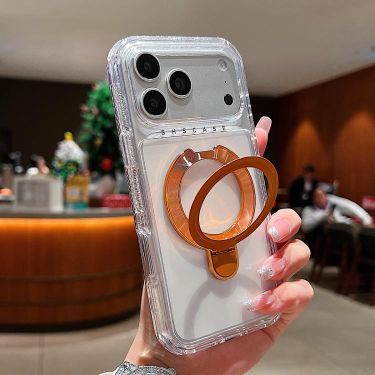Étui de téléphone magnétique transparent avec support métallique pivotant, Pour iPhone 17 Pro Max, Pour iPhone 17 Pro