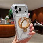 Étui de téléphone magnétique transparent avec support métallique pivotant, Pour iPhone 17 Pro Max, Pour iPhone 17 Pro