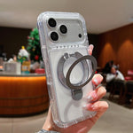 Étui de téléphone magnétique transparent avec support métallique pivotant, Pour iPhone 17 Pro Max, Pour iPhone 17 Pro