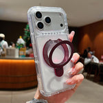 Étui de téléphone magnétique transparent avec support métallique pivotant, Pour iPhone 17 Pro Max, Pour iPhone 17 Pro