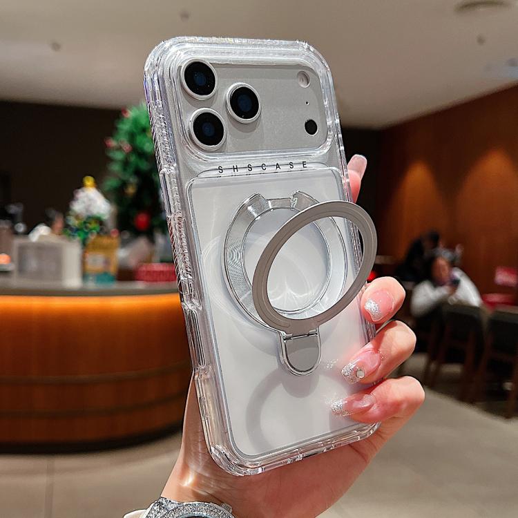 Étui de téléphone magnétique transparent avec support métallique pivotant, Pour iPhone 17 Pro Max, Pour iPhone 17 Pro