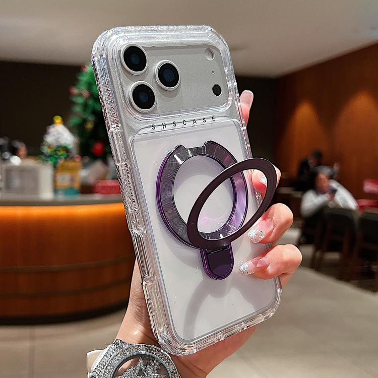 Étui de téléphone magnétique transparent avec support métallique pivotant, Pour iPhone 17 Pro Max, Pour iPhone 17 Pro