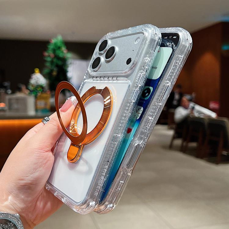 Étui de téléphone magnétique transparent avec support métallique pivotant, Pour iPhone 17 Pro Max, Pour iPhone 17 Pro