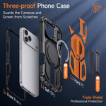Étui de téléphone antichoc magnétique avec support métallique caché, Pour iPhone 17 Pro Max, Pour iPhone 17 Pro, Pour iPhone 17, Pour iPhone Air, Pour iPhone 16 Pro Max, Pour iPhone 16 Pro, Pour iPhone 16 Plus, Pour iPhone 16